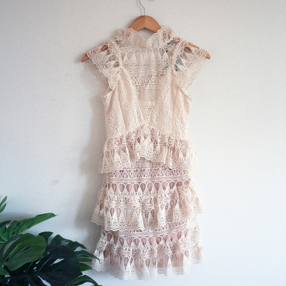 Romeo & Juliet Couture Dress with Ruffle Lace Over